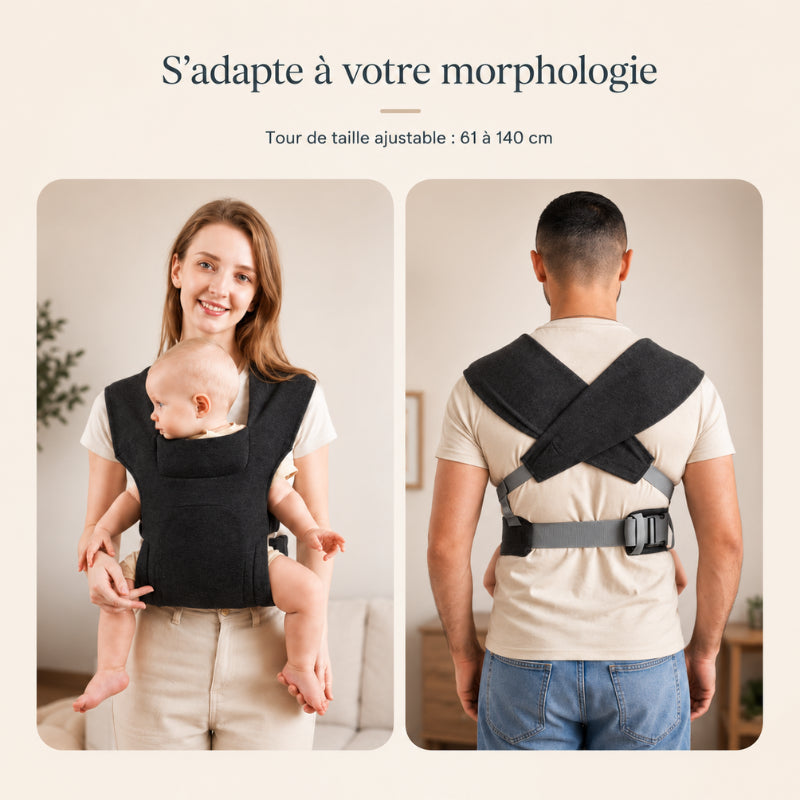 Porte-bébé croisé réglable avec ceinture