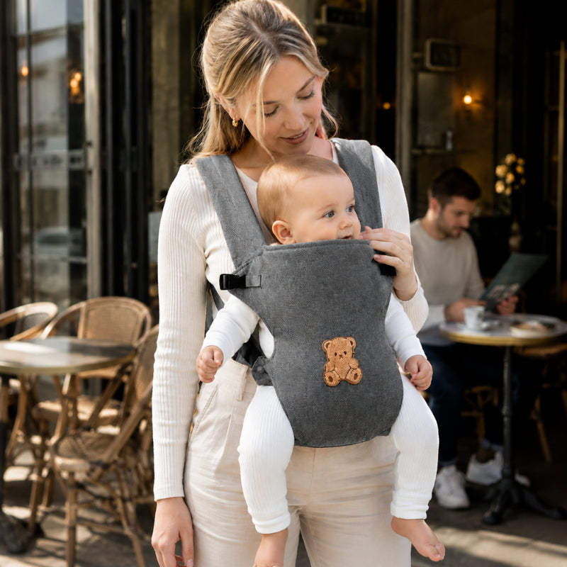 Porte-bébé ventral et dorsal - Broderie grand ourson