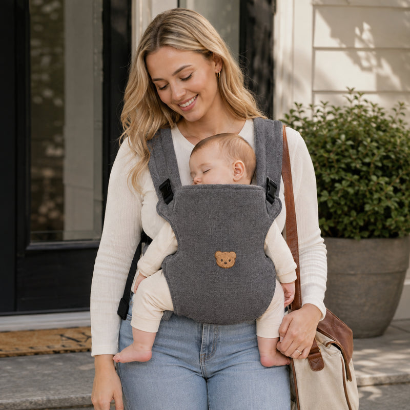 Porte-bébé ventral et dorsal - Broderie ourson mignon