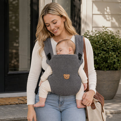 Porte-bébé ventral et dorsal - Broderie ourson mignon