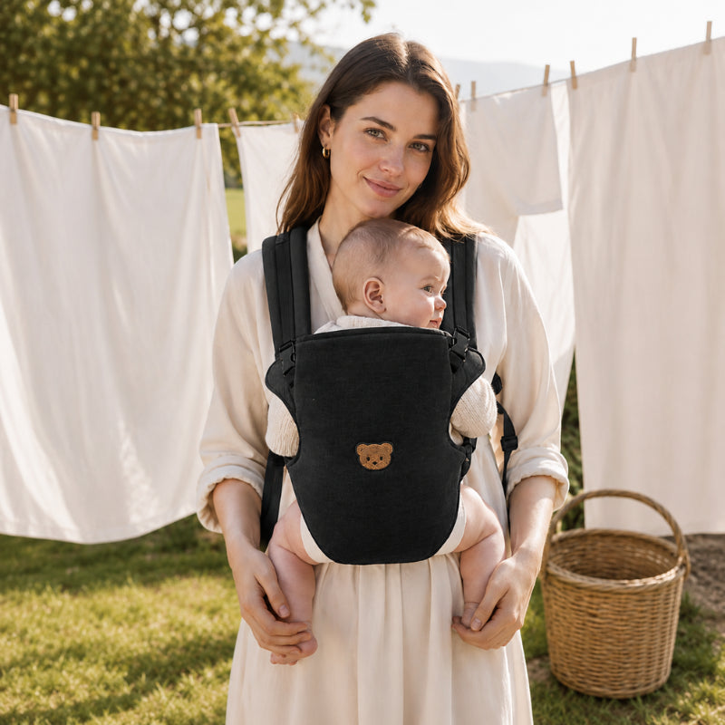 Porte-bébé ventral et dorsal - Broderie ourson mignon