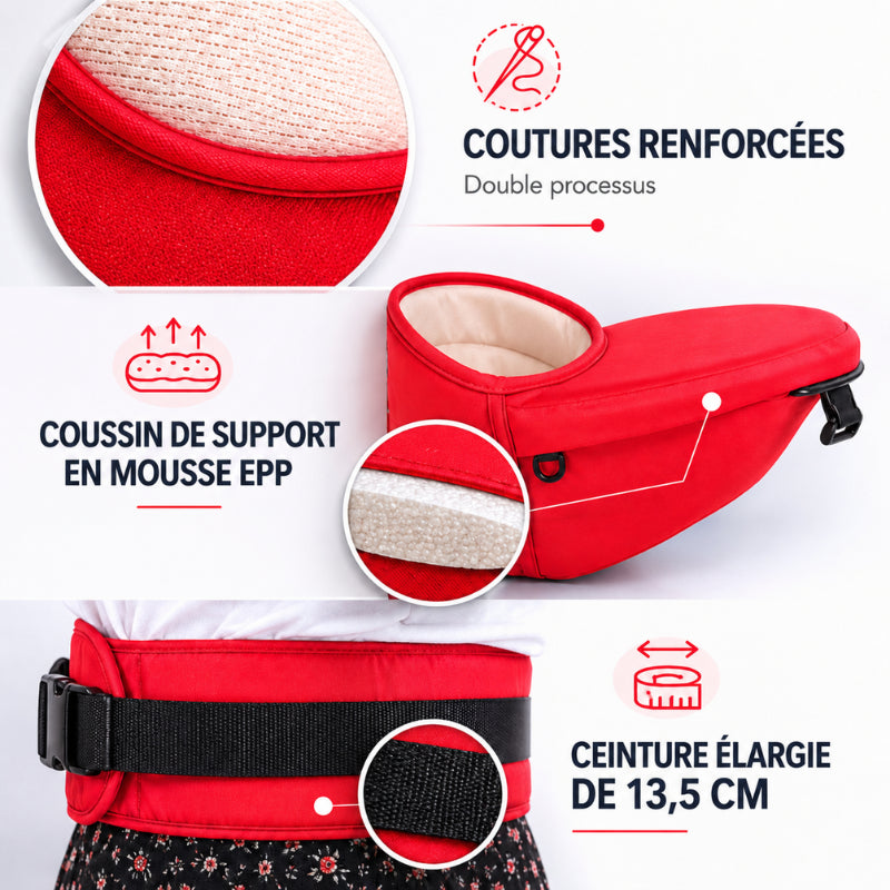 Porte-bébé avec siège intégré et poche latérale