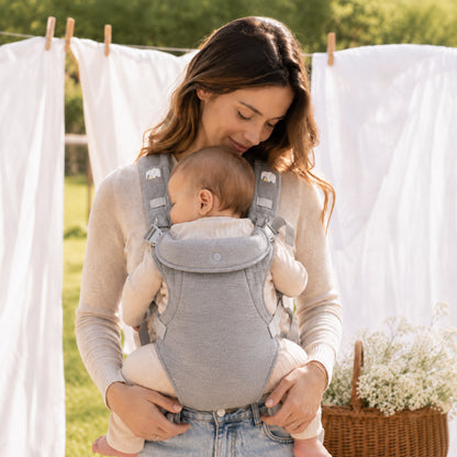 Porte-bébé triple-positions en tissu - Modèle Gréléphant