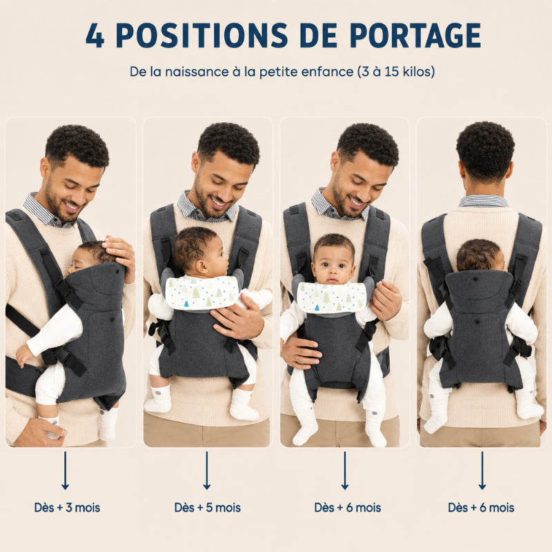Porte-bébé pliable avec bavoir intégré