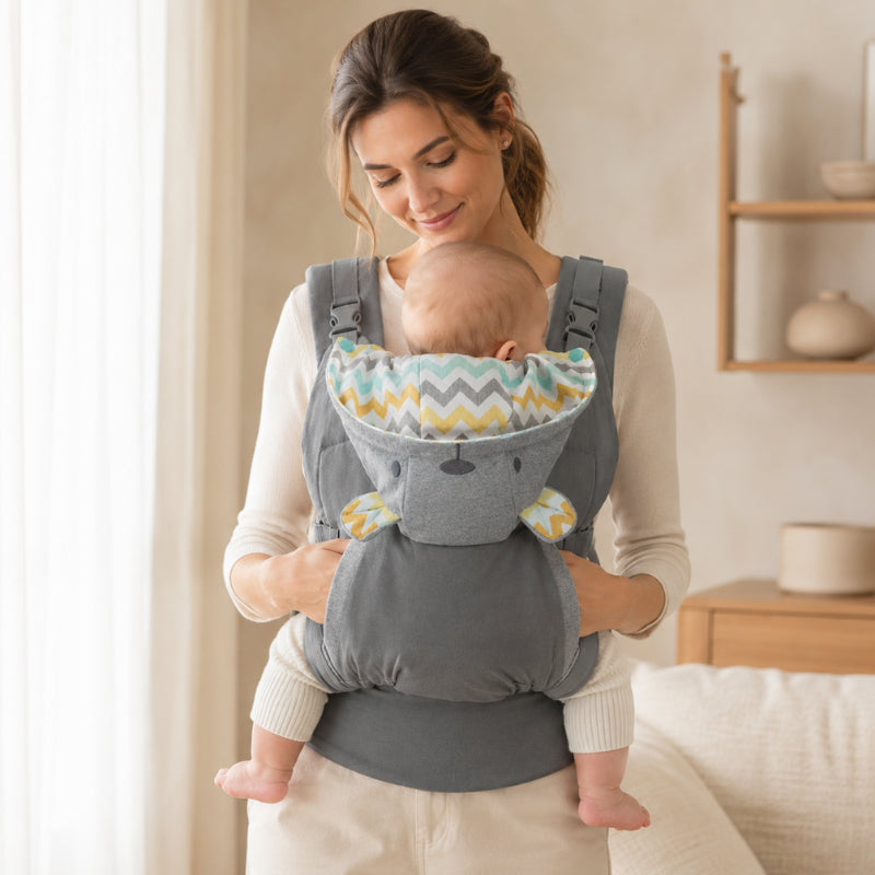 Porte-bébé réglable avec appui-tête amovible